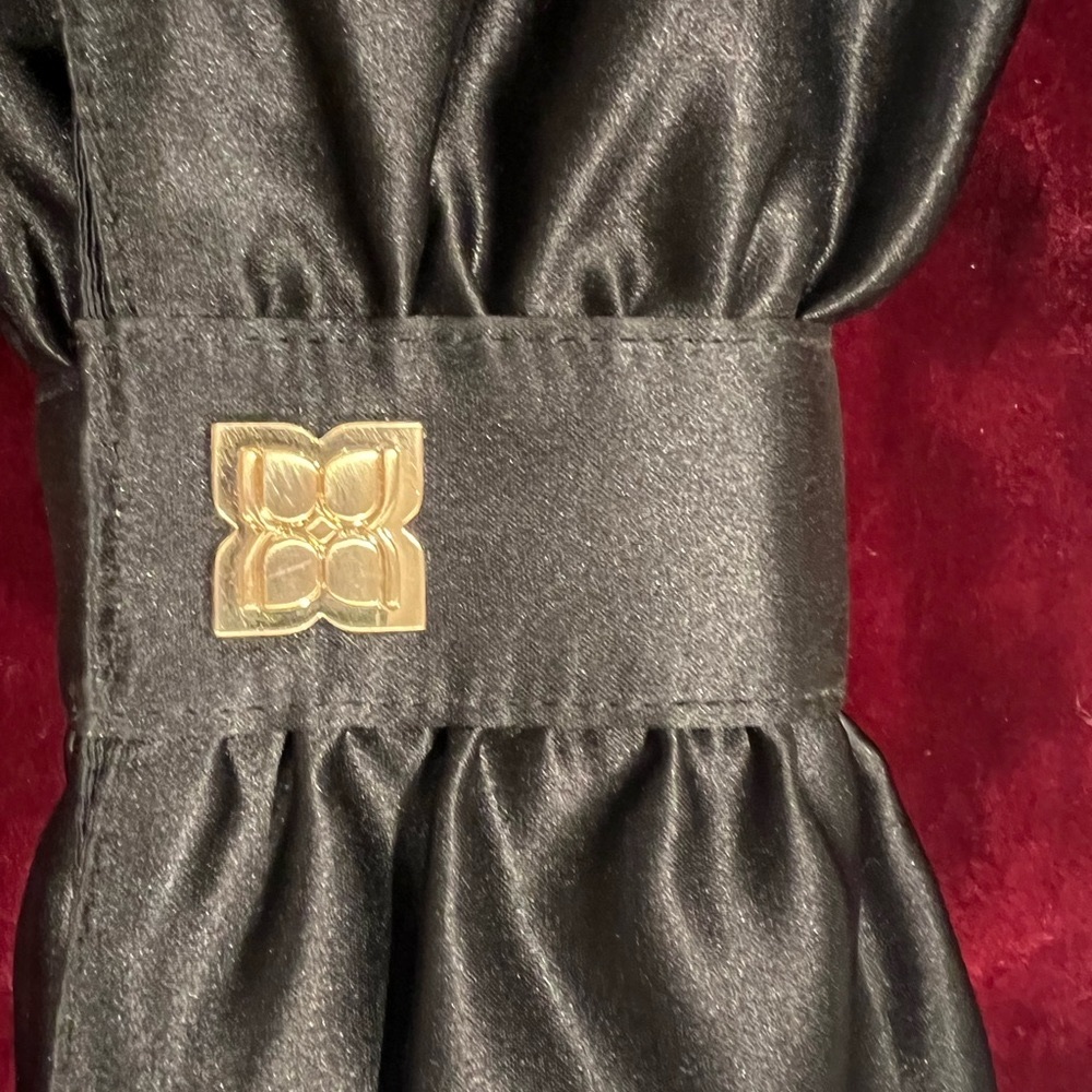BCBG black satin Evening clutch. NWT